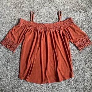 Burnt Orange Off The Shoulder Top